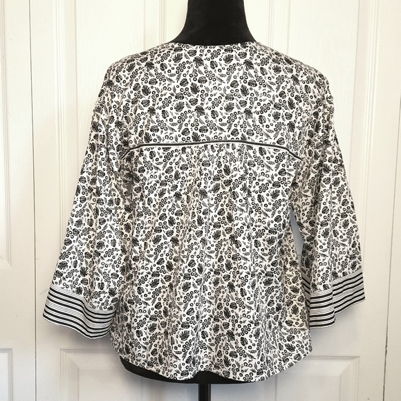 Joie Culveria Black and White Bell Sleeve Top - Picture 7 of 8